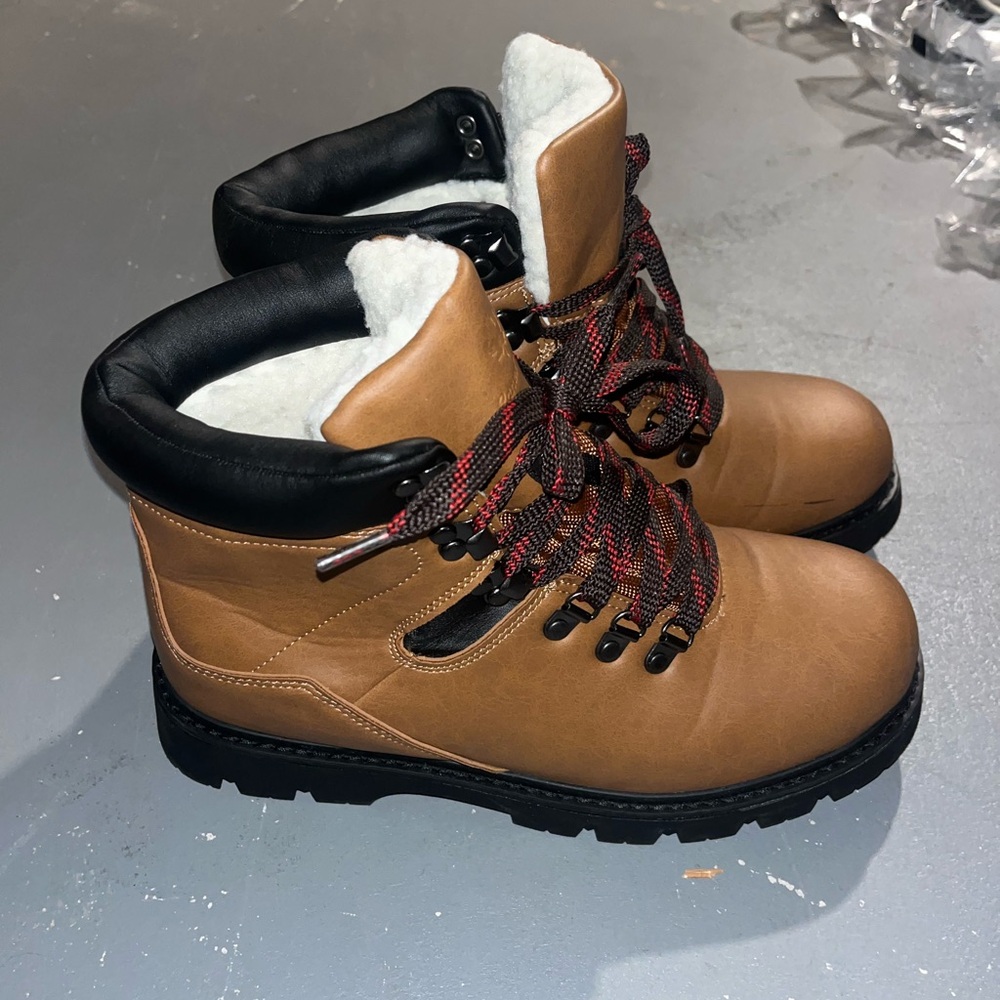 Brown and Black Lace-Up Boots